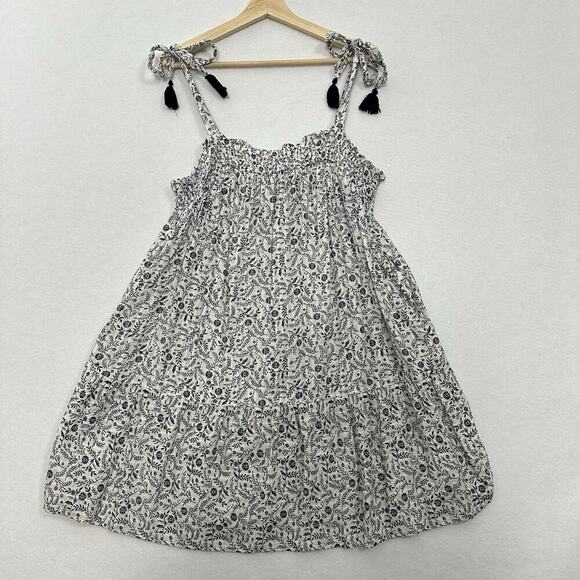 Old Navy Floral Print Swing Dress Womens L Mini Pockets Tasseled Cottage Country - Picture 1 of 16
